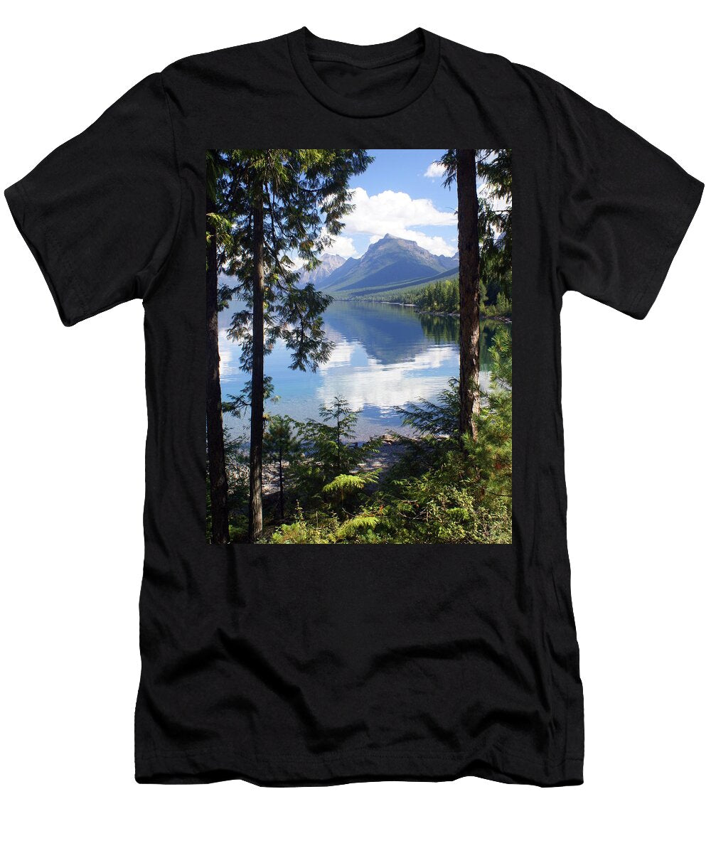Lake Mcdlonald Through the Trees Glacier National Park Marty Koch T-Shirt