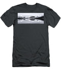 Lake Mcdonald with Rocky Shore and Mountain Reflections Black and White Landscape Dmr Filho T-Shirt