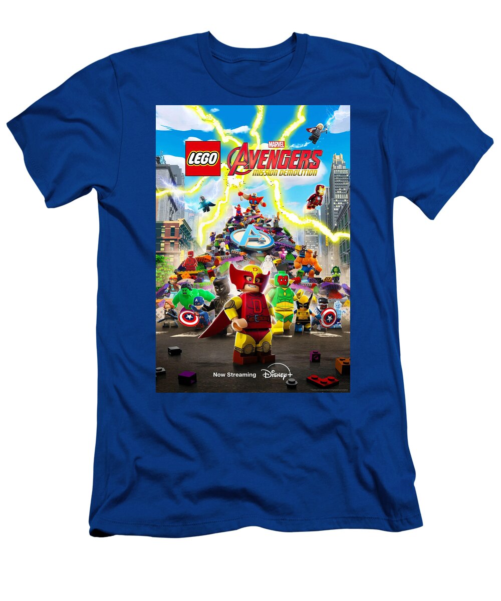 Lego Avengers Assemble Against Backdrop of Lightning and Citysca Olivia Setye T-Shirt