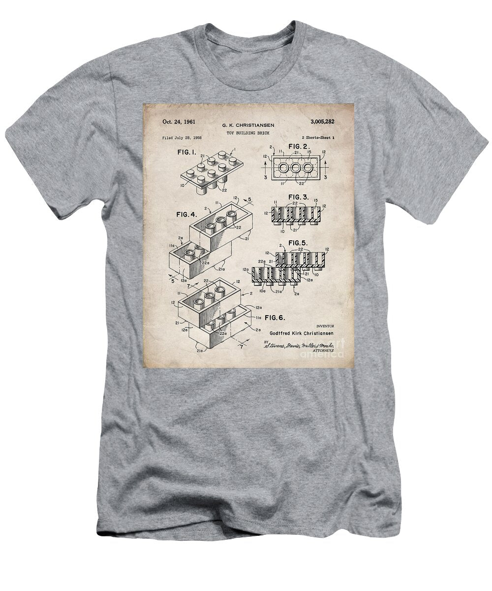 Lego Bricks Patent Lego Art Antique Vintage Patent Press T-Shirt