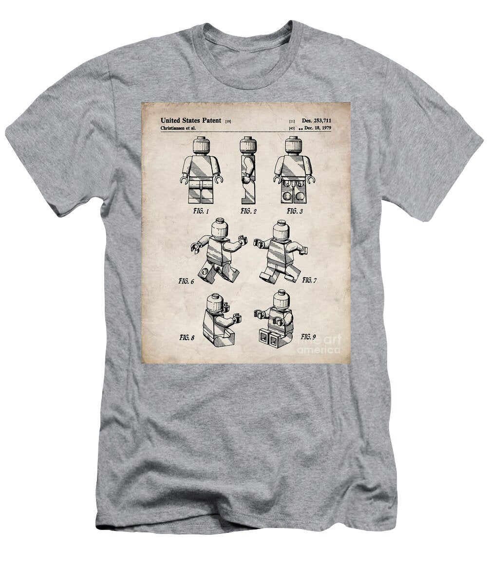 Lego Man Patent Lego Bricks Art Antique Vintage Patent Press T-Shirt
