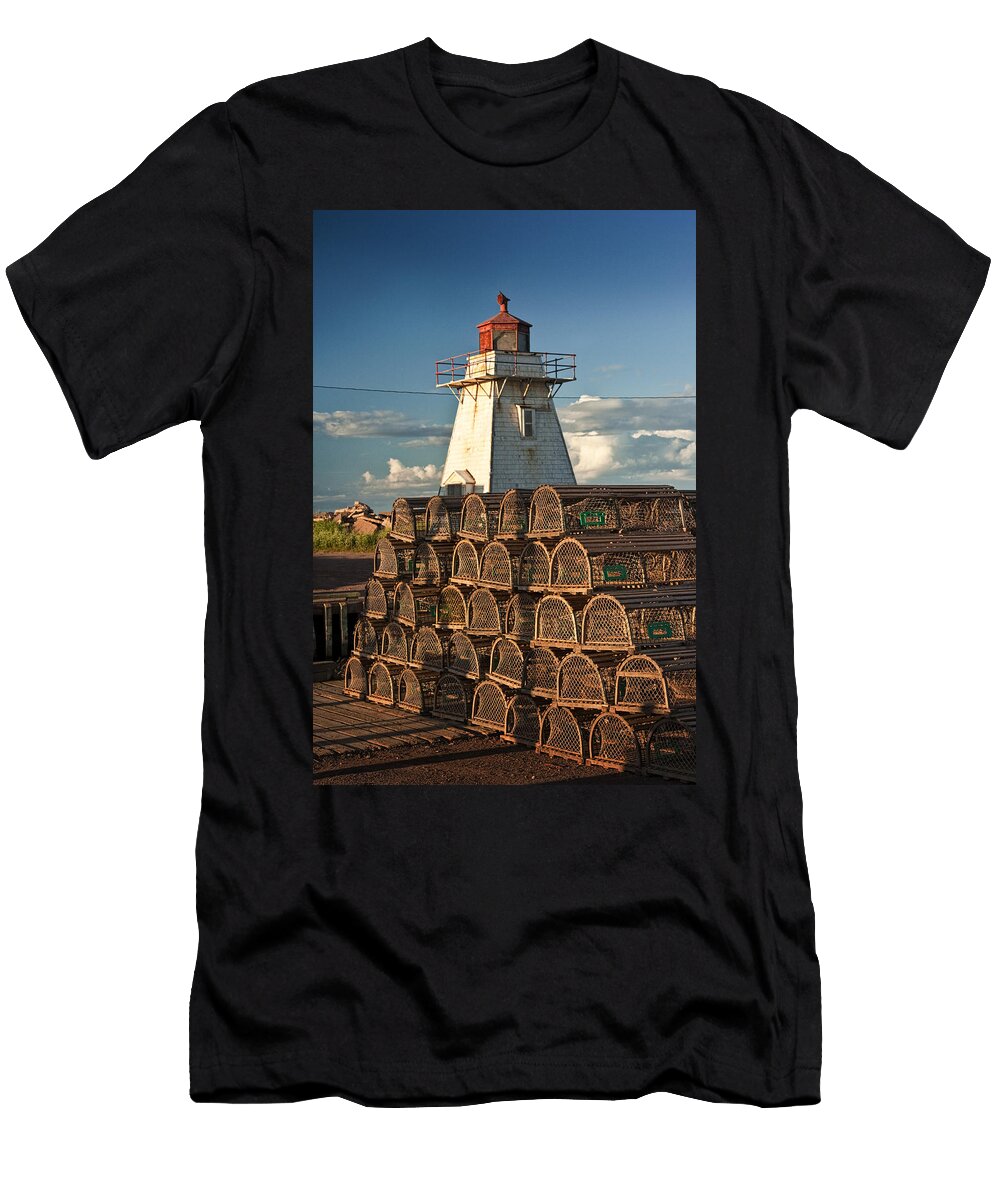 Lighthouse on a Channel By Cascumpec Bay on Prince Edward Island No 093 Randall Nyhof T-Shirt