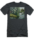 Lily Channel Painting Trees Water Channel Landscape Lilies Art a N Akkash T-Shirt
