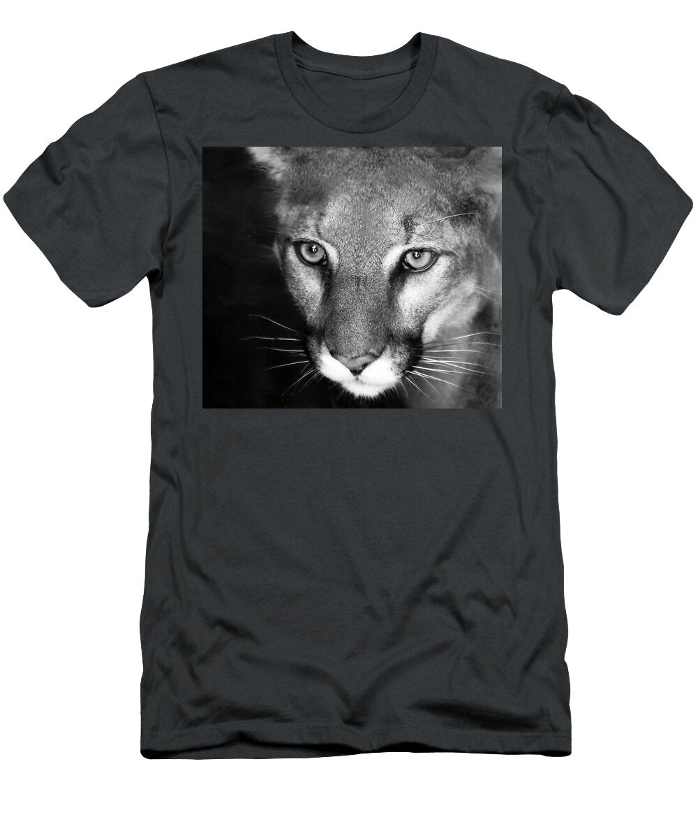 Lion in the Window B W Glen Loftis T-Shirt