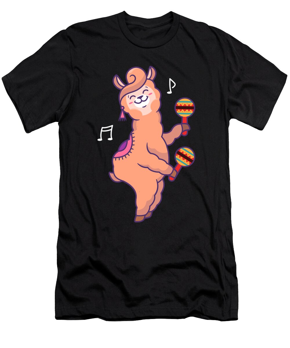 Llama Playing Maracas Mexican Music Sombrero Gift Thomas Larch T-Shirt