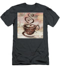 Local Cafe Visit Colorful Warm Coffee Cup Two Sweet Hearts Brown Watercolor Irina Sztukowski T-Shirt