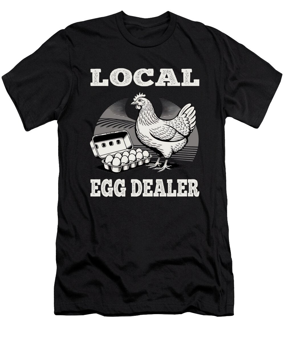 Local Egg Dealer Chicken Motif Moon T-Shirt