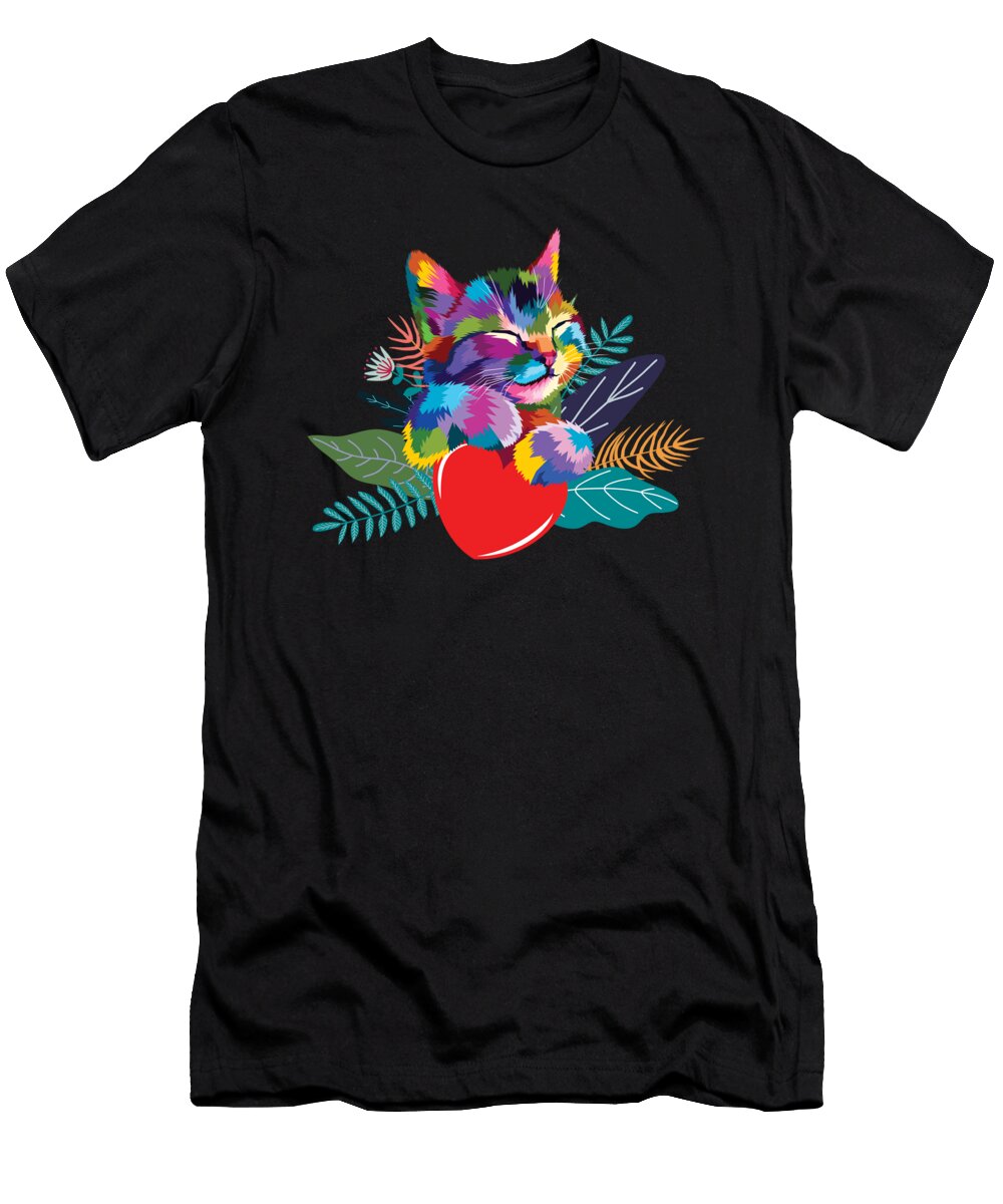 Love Cat Abstract Pet Animal Cat Lover Abstract Gift Thomas Larch T-Shirt