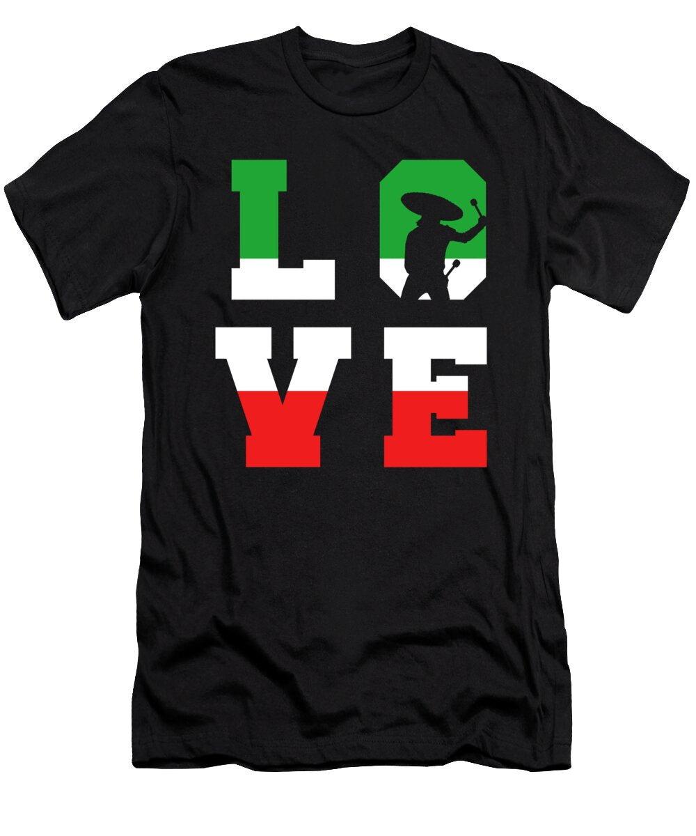 Love Maracas Mexican Flag Music Sombrero Maraca Gift Thomas Larch T-Shirt