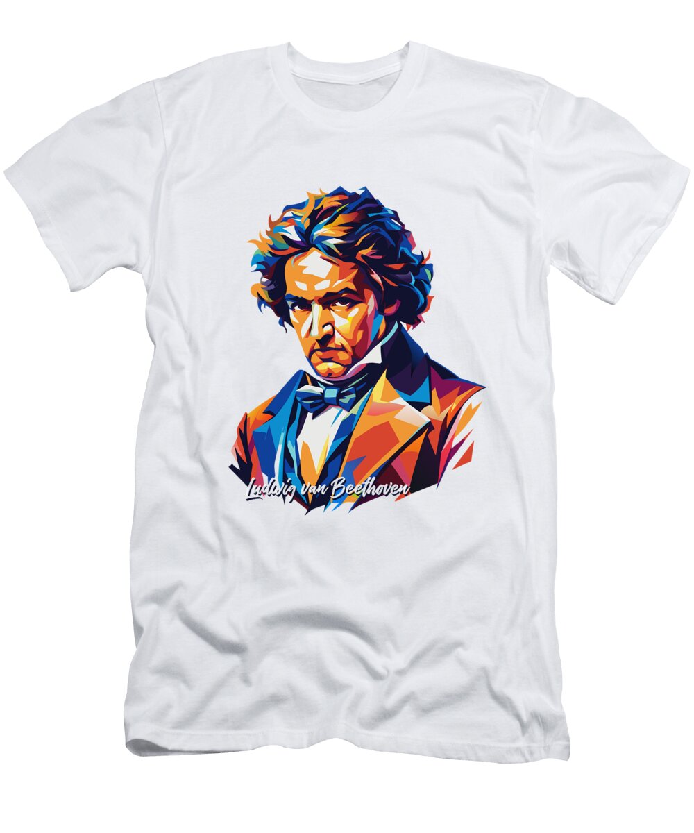Ludwig Van Beethoven 1 in Wpap Pop Art Vectorart Nesia T-Shirt