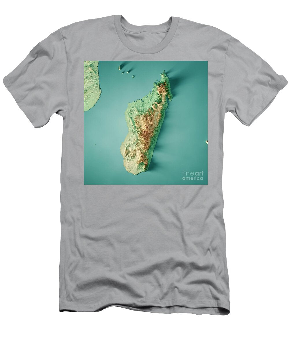 Madagascar 3d Render Topographic Map Color Frank Ramspott T-Shirt
