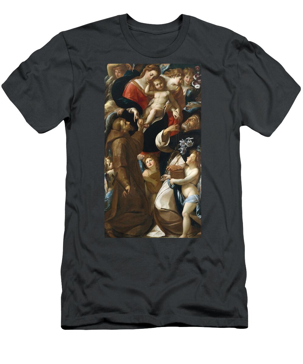 Madonna and Child with Saints Francis and Dominic and Angels Giulio Giulio Cesare Procaccini Italian T-Shirt