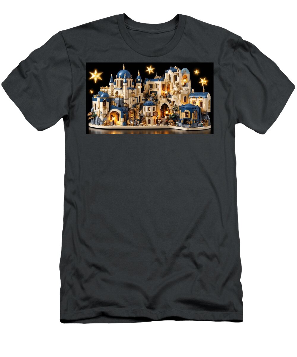 Magical Blue and White Castle Mesopotamian Ziggurat Keep Gothic Dark Academia Madison Greene T-Shirt