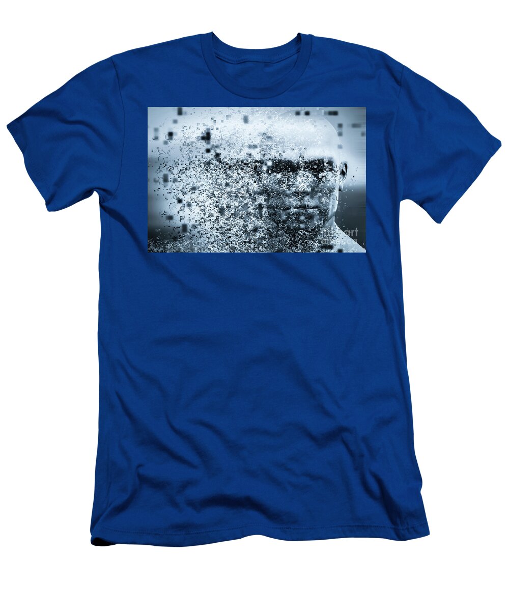 Man Face with Pixel Dispersion Effect Concept of Technology Modern Science But Also Disintegration Michal Bednarek T-Shirt