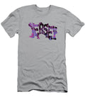 Map of Jersey Channel Islands in Purple and Pink Psychedelic Text Barefoot Bodeez Art T-Shirt