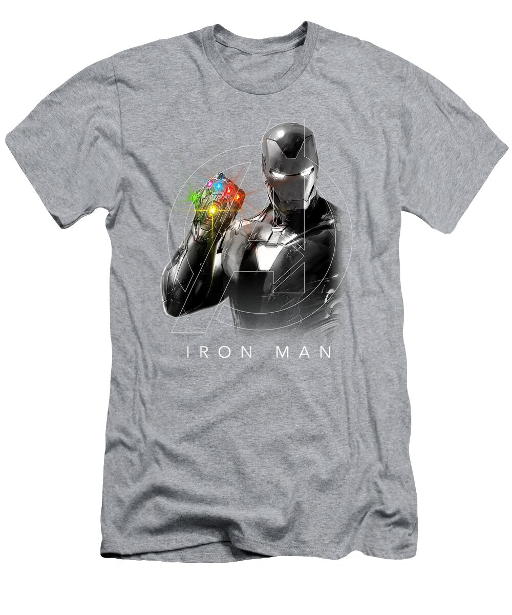 Marvel Avengers Endgame Glowing Stones Logo Overlay Portrait Gyani Layla T-Shirt