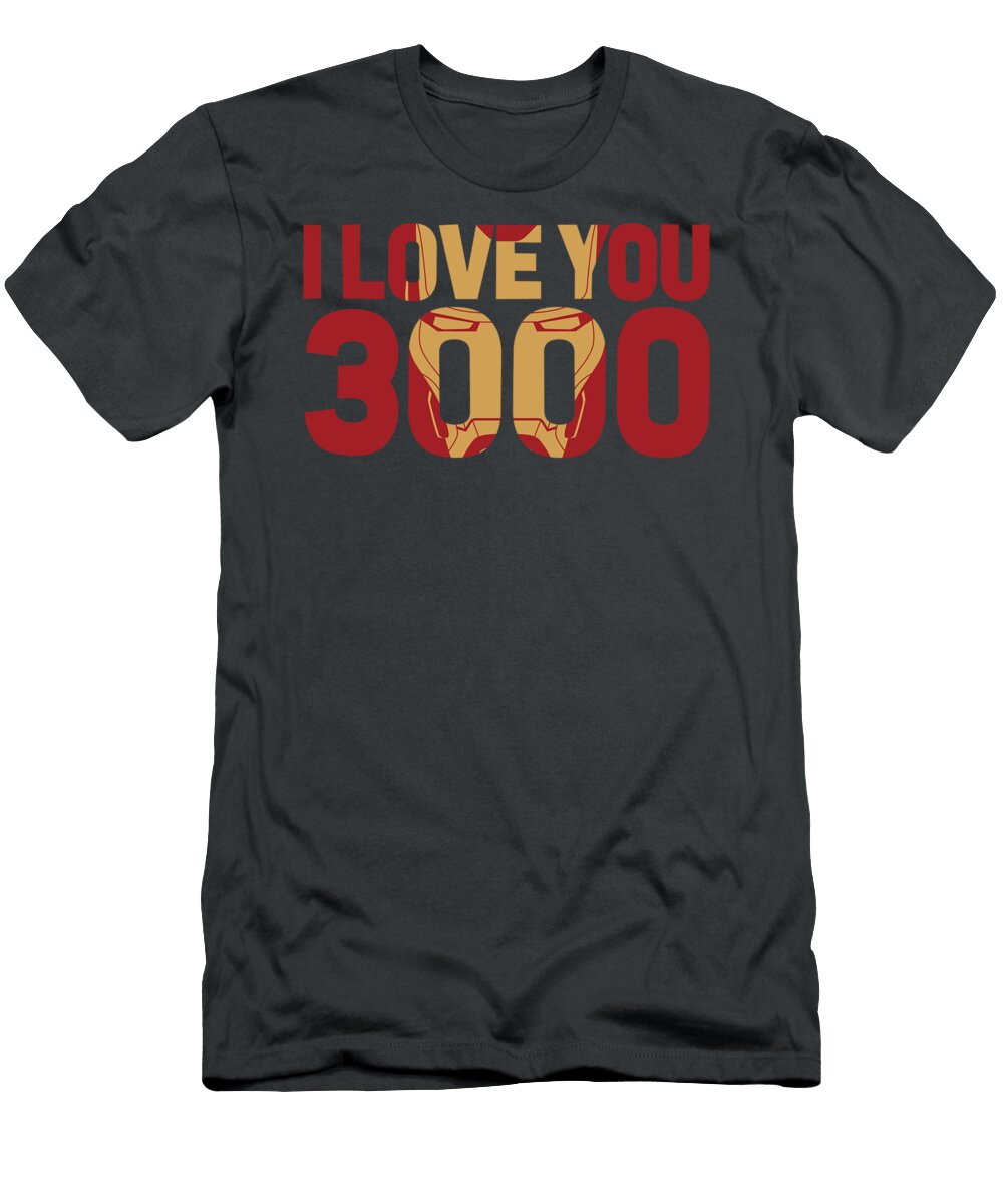 Marvel Avengers Endgame Iron Man I Love You 3000 Text Fill Arya Gaia T-Shirt