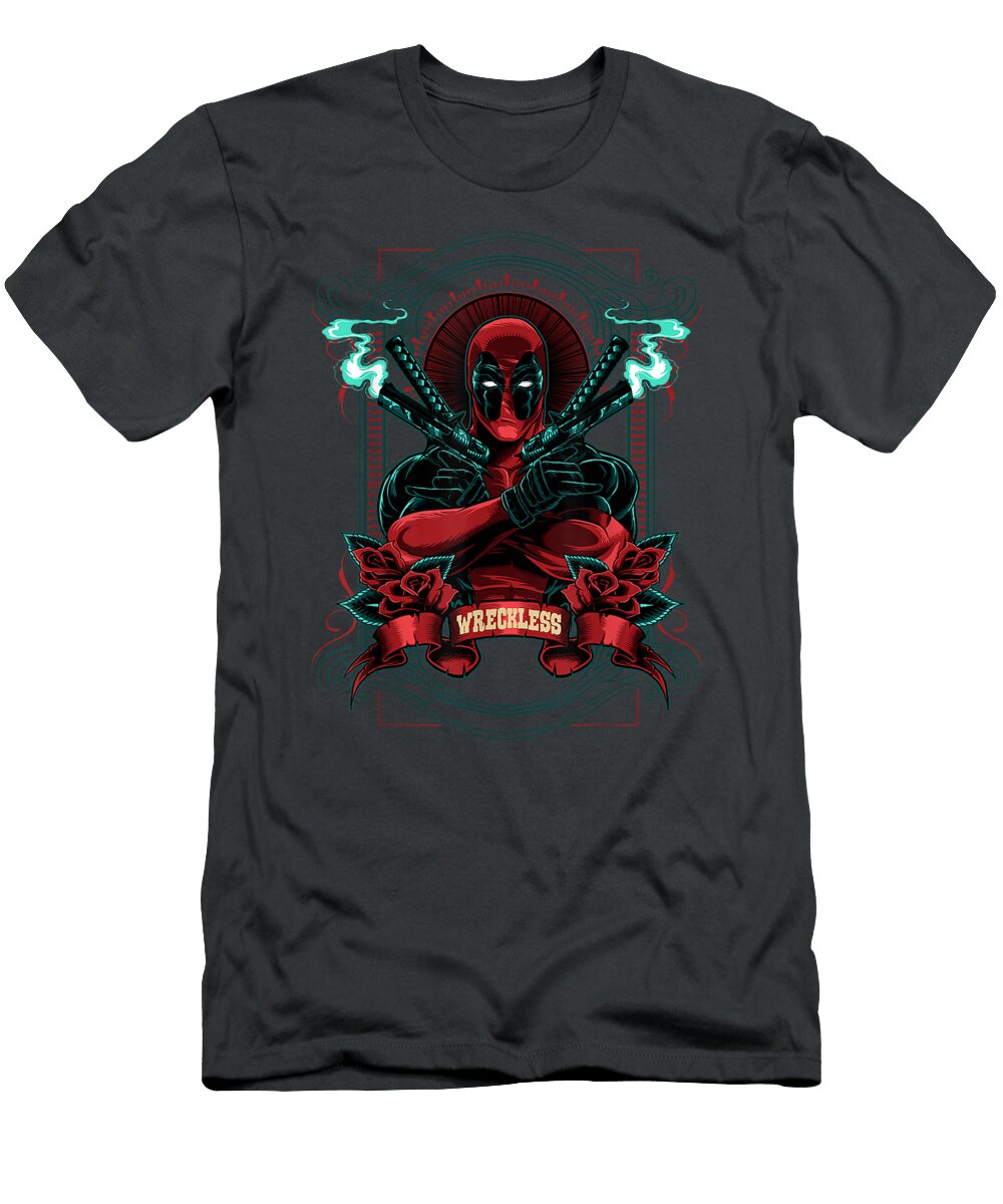Marvel Deadpool Wreckless Portrait Connal Alaska T-Shirt