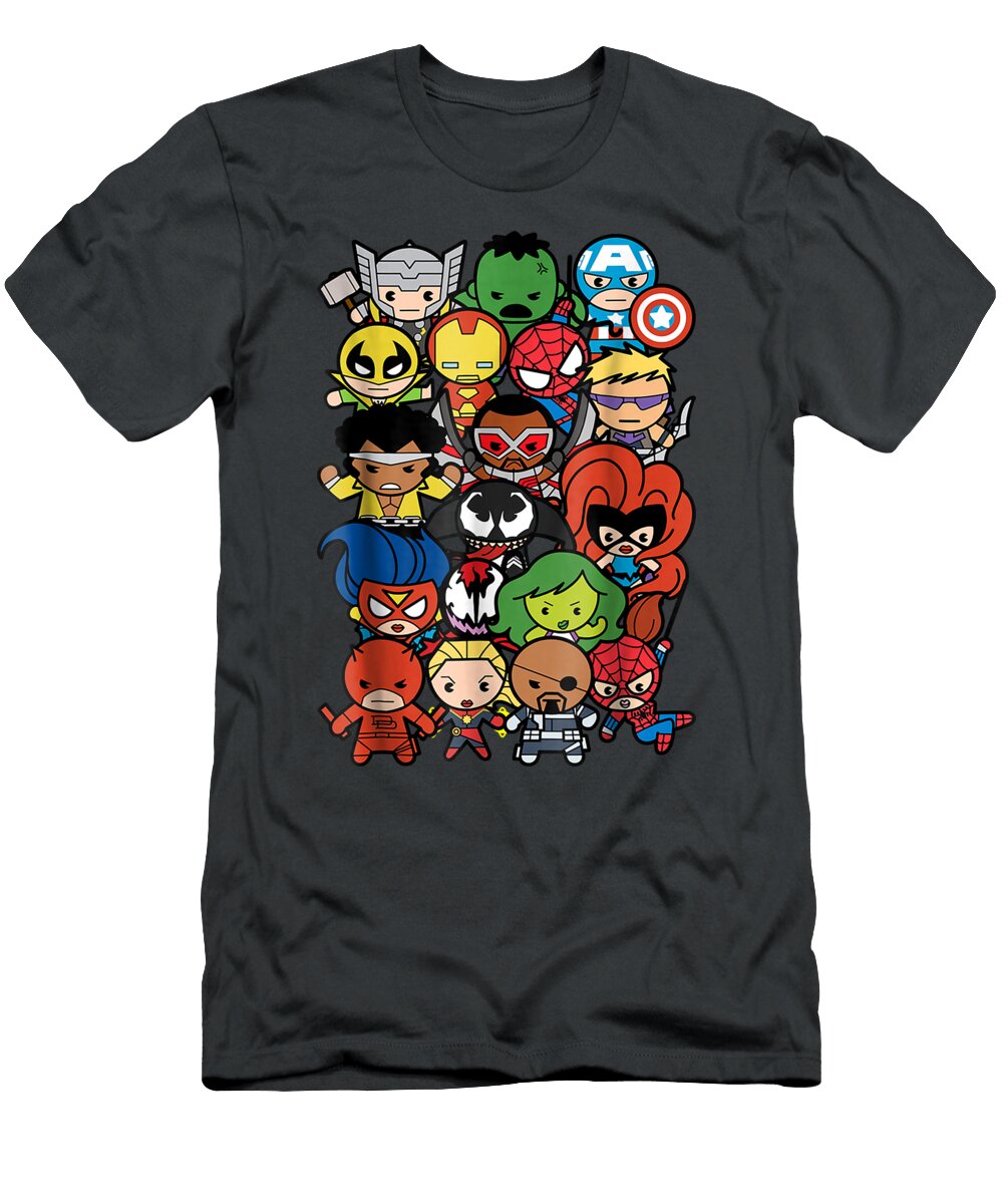 Marvel Heroes and Villains Team Kawaii Graphic Leinab Jacob T-Shirt
