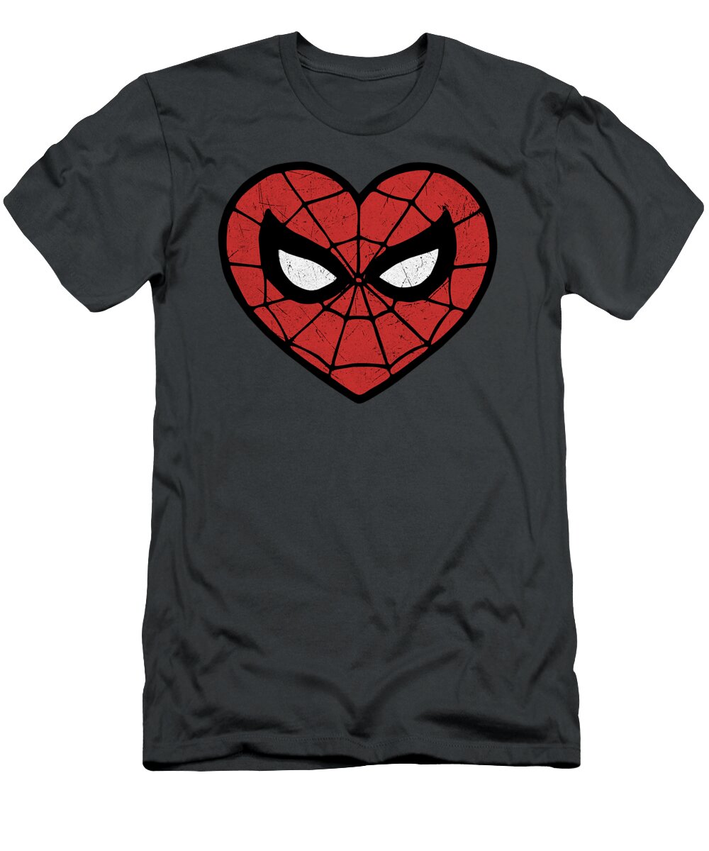 Marvel Spider Man Face Mask Valentines Heart Logo Rishaan Mila T-Shirt