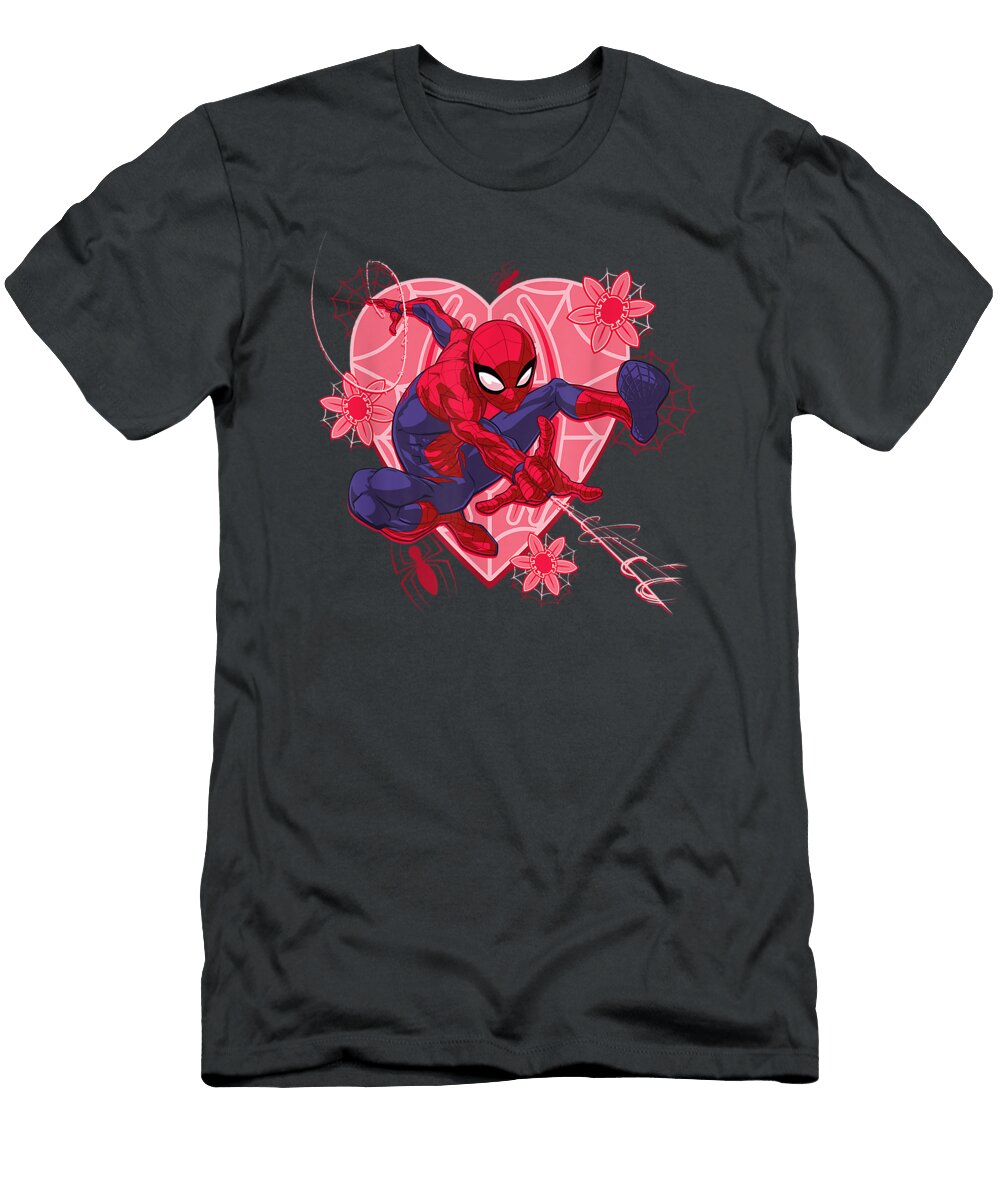 Marvel Spider Man Hearts and Flowers Valentine Day Lyal Xayah T-Shirt
