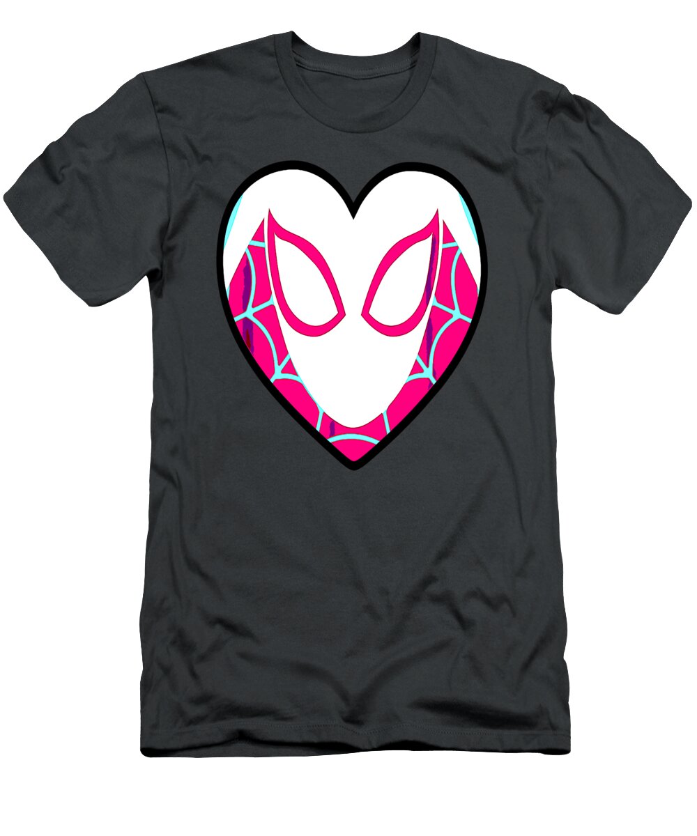 Marvel Spiderman Ghost Spider Spidergwen Heart Mask Logo Roddie Missan T-Shirt