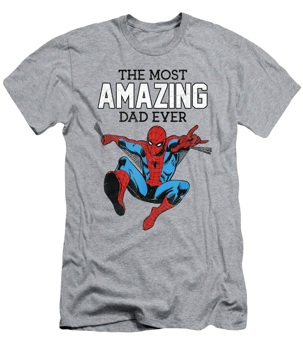 Marvel Spiderman the Most Amazing Dad Ever Portrait Fordh Rhoda T-Shirt