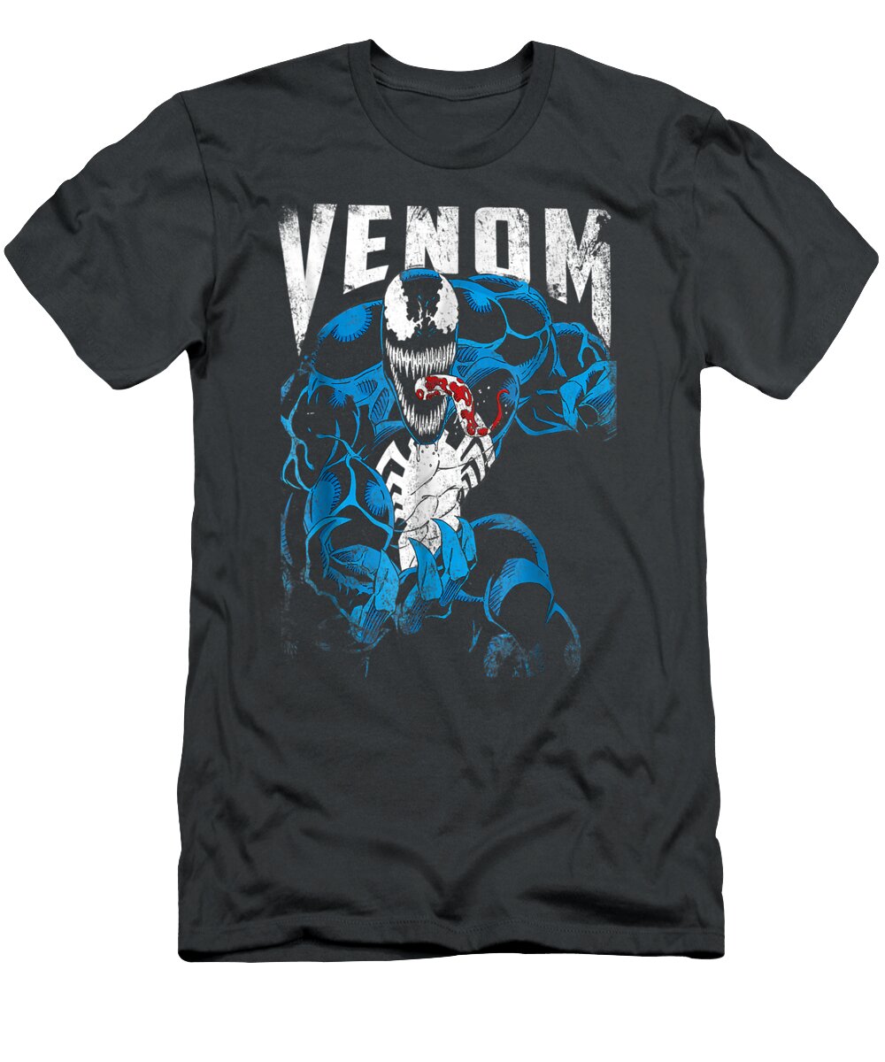Marvel Venom Bloody Tongue Out Distressed Graphic1 Allym Negan T-Shirt