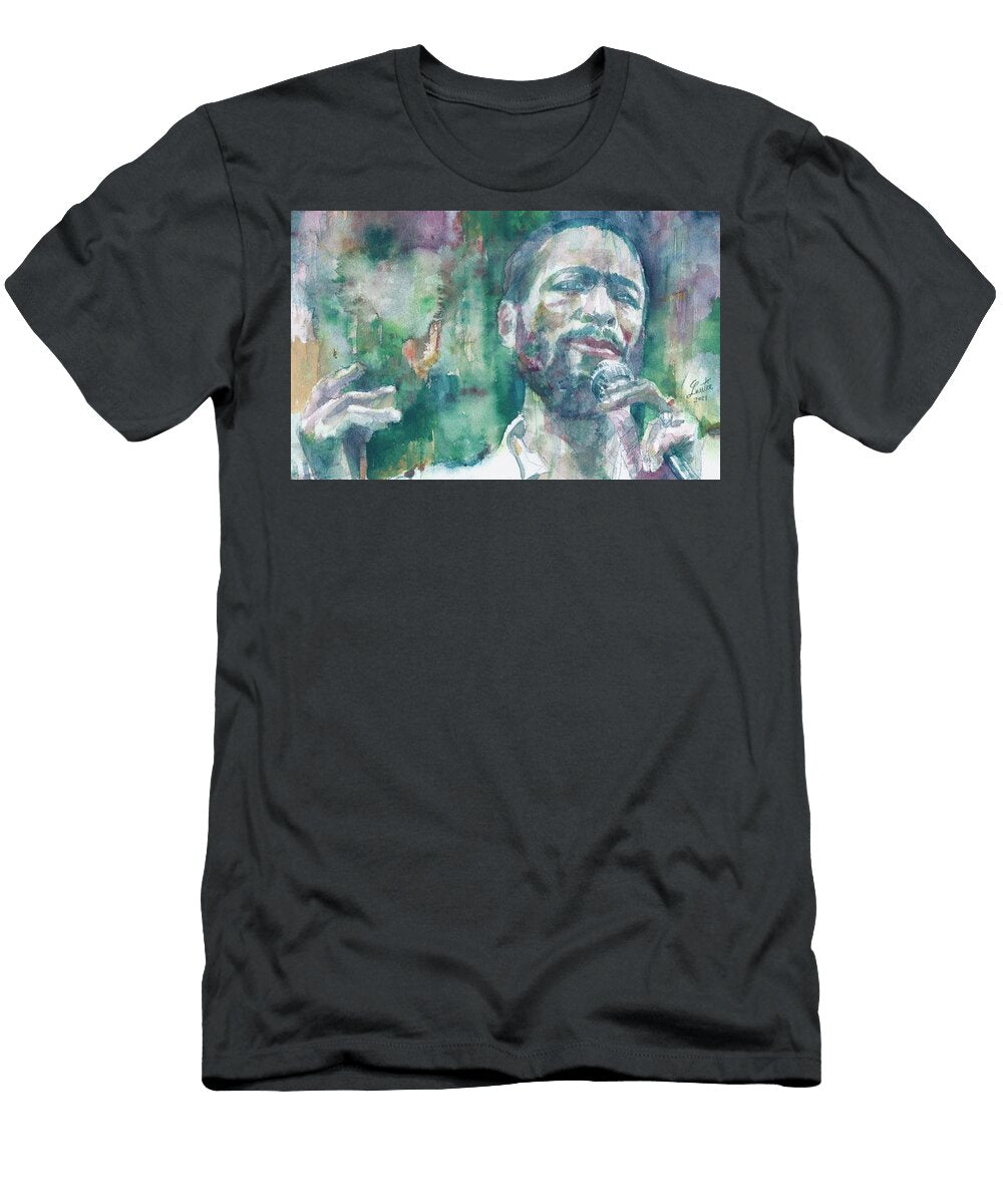 Marvin Gaye Watercolor Portrai 1 Fabrizio Cassetta T-Shirt