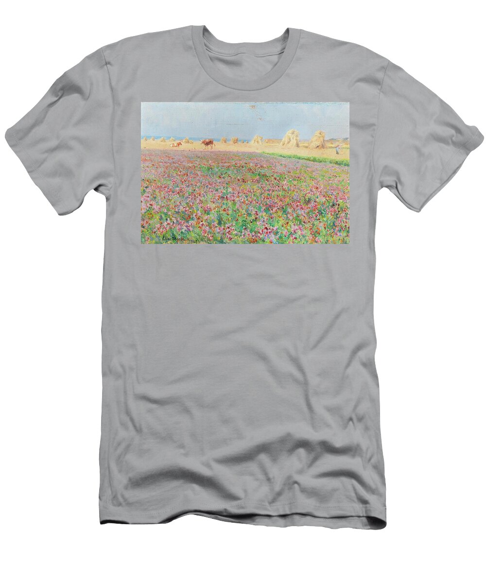 Meadow Landscape in Bloom with Stooks of Corn Ellen Starbuck T-Shirt