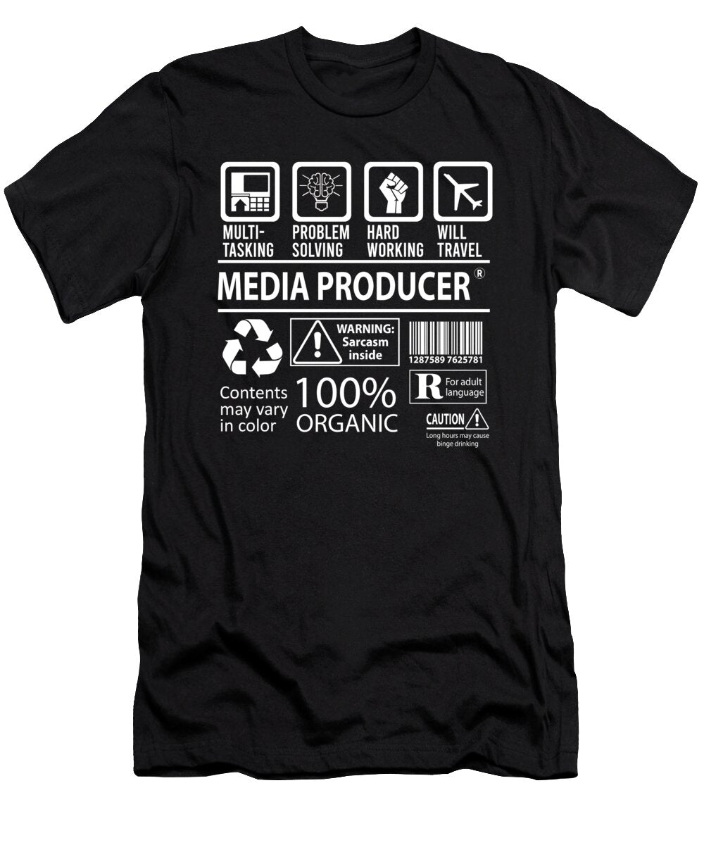 Media Producer Multitasking Job Title Gift Item Shi Hu Kang T-Shirt
