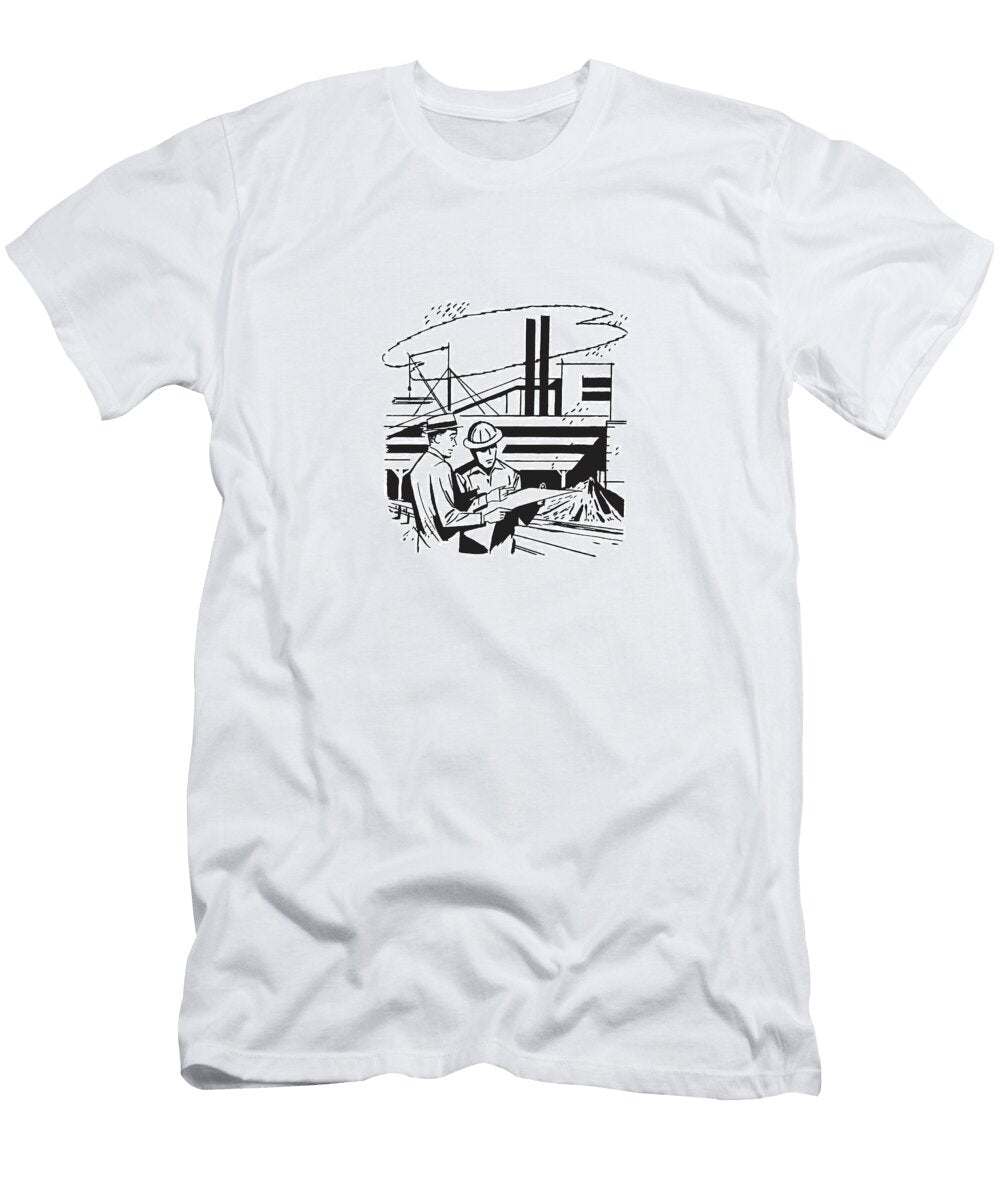 Men At Construction Site Reviewing Documents Csa Images T-Shirt