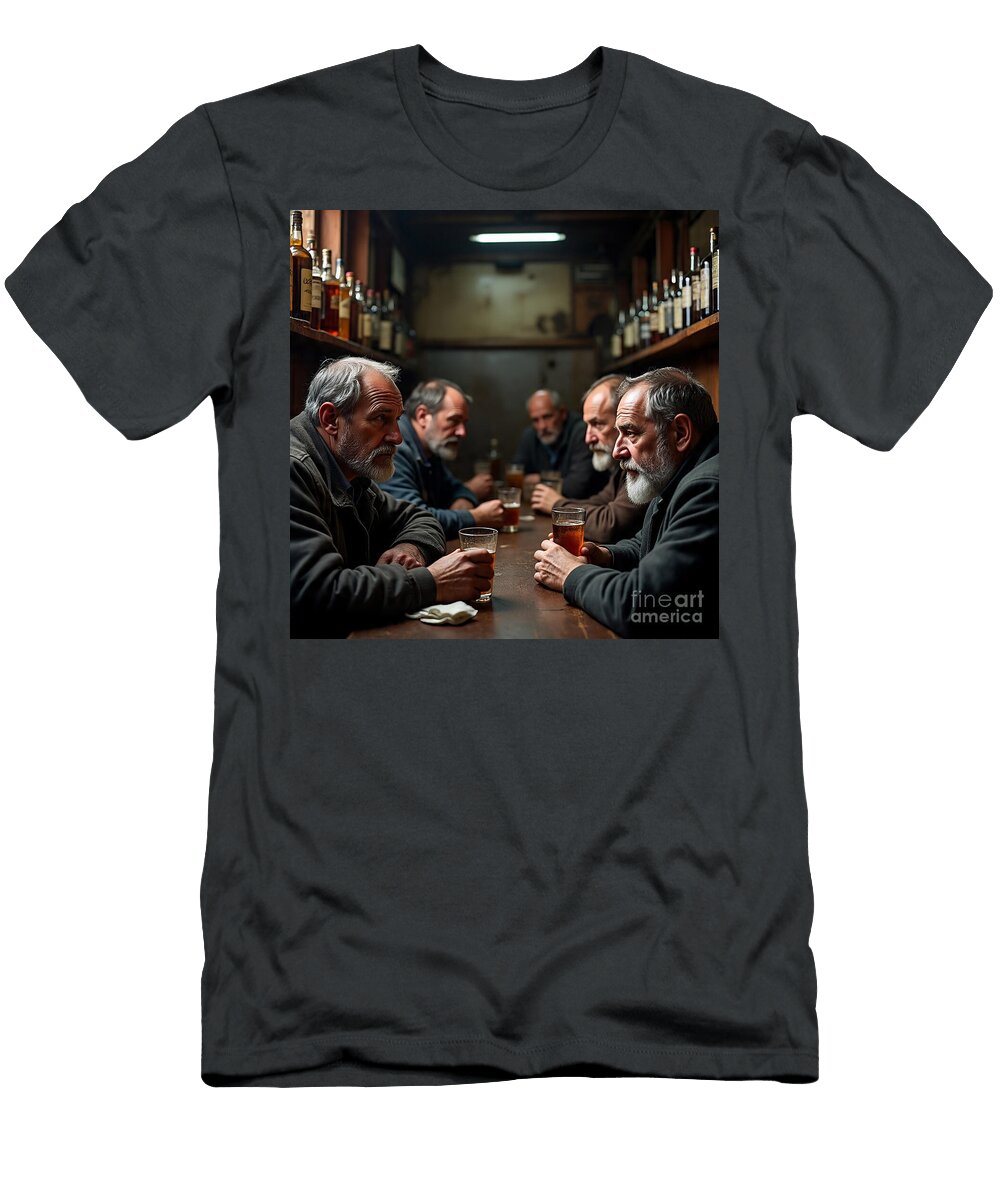 Men Conversing in a Cozy Tavern Sofia Goldberg T-Shirt