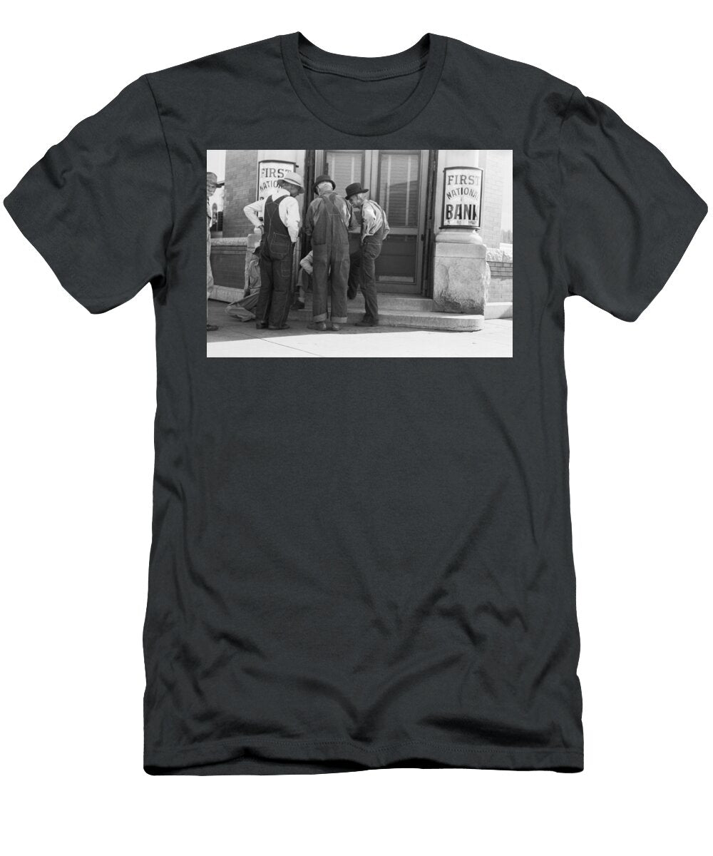 Men Talking on Bank Steps Russell Lee T-Shirt