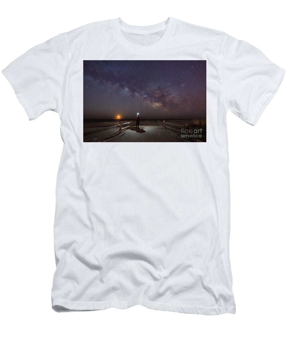 Midnight Explorer Moonrise Milky Way At the Jersey Shore Michael Ver Sprill T-Shirt