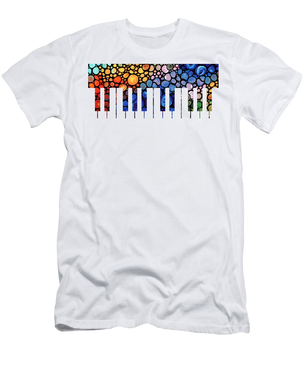 Mosaic Music Art Colorful Piano Sharon Cummings T-Shirt