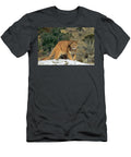 Mountain Lion Felis Concolor Walking on Snow Covered Hillside Dave Welling T-Shirt