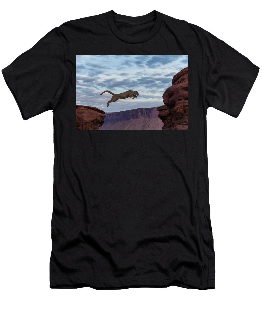 Mountain Lion Jumping Morning Sky Herbert T-Shirt