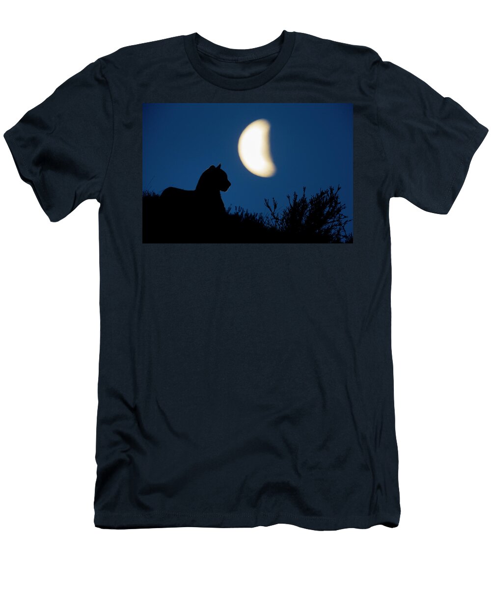 Mountain Lion Under the Patagonian Moon Sebastian Kennerknecht T-Shirt
