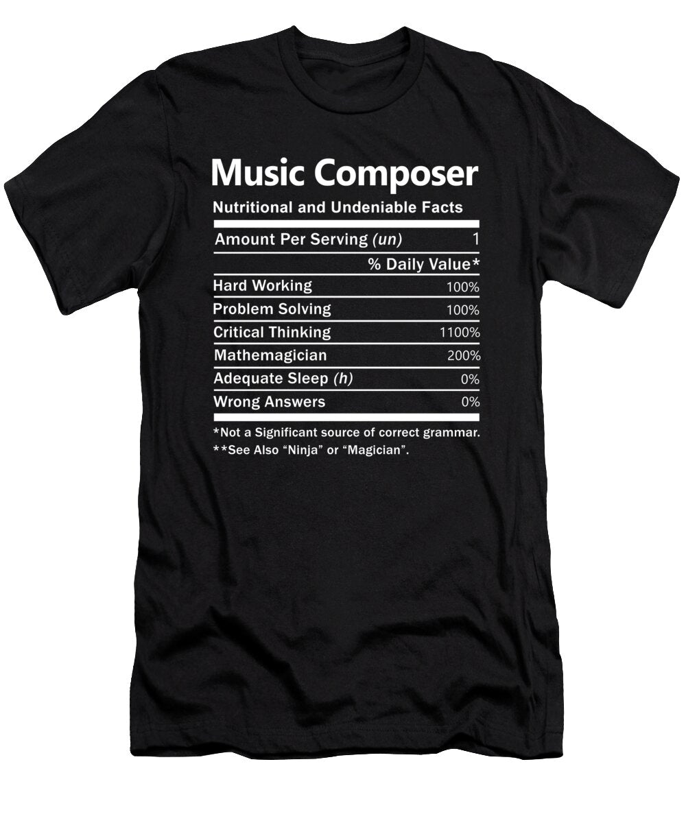Music Composer Nutrition Factors Gift Item Shi Hu Kang T-Shirt