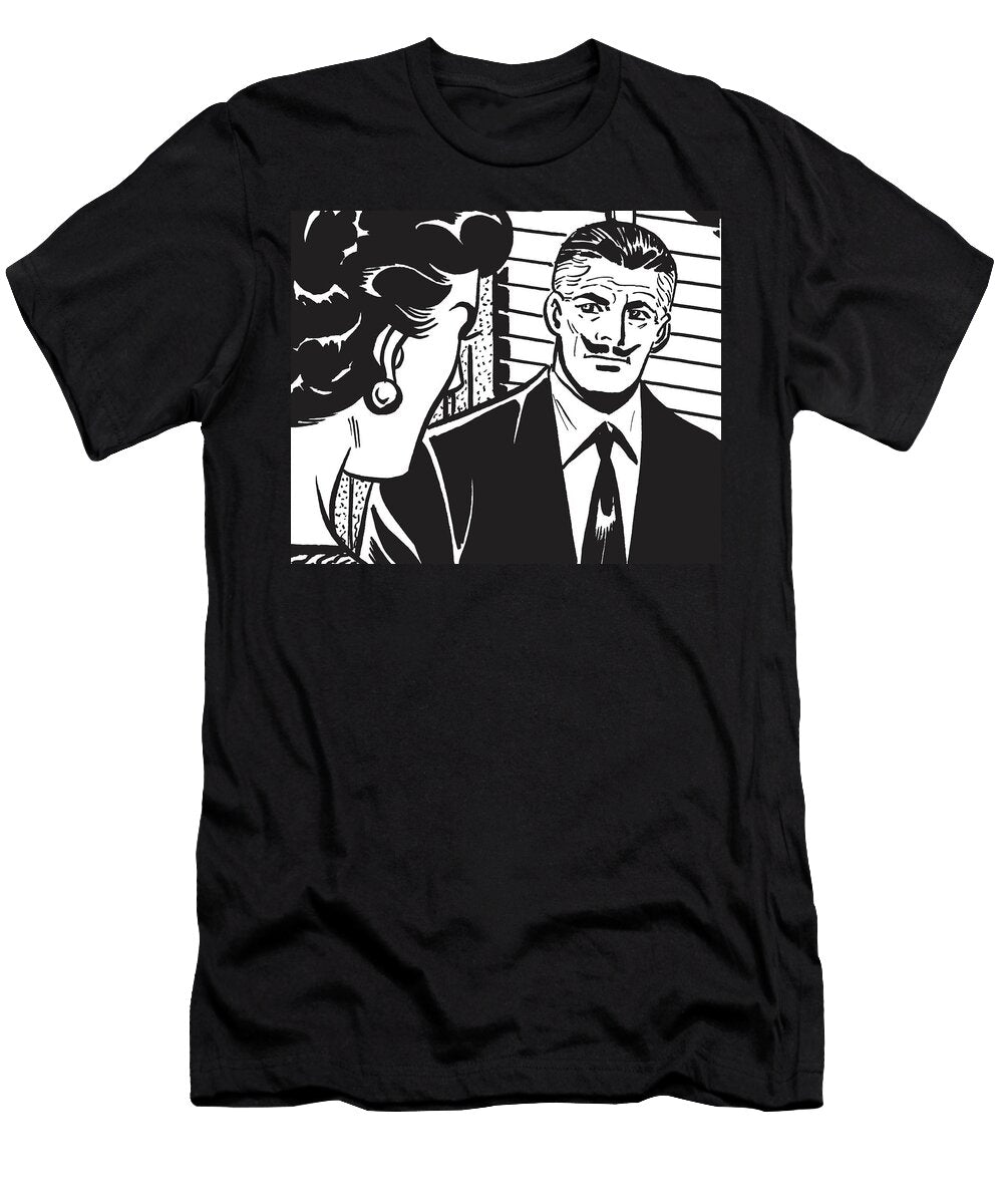 Mustache Man Looking At Woman Csa Images T-Shirt