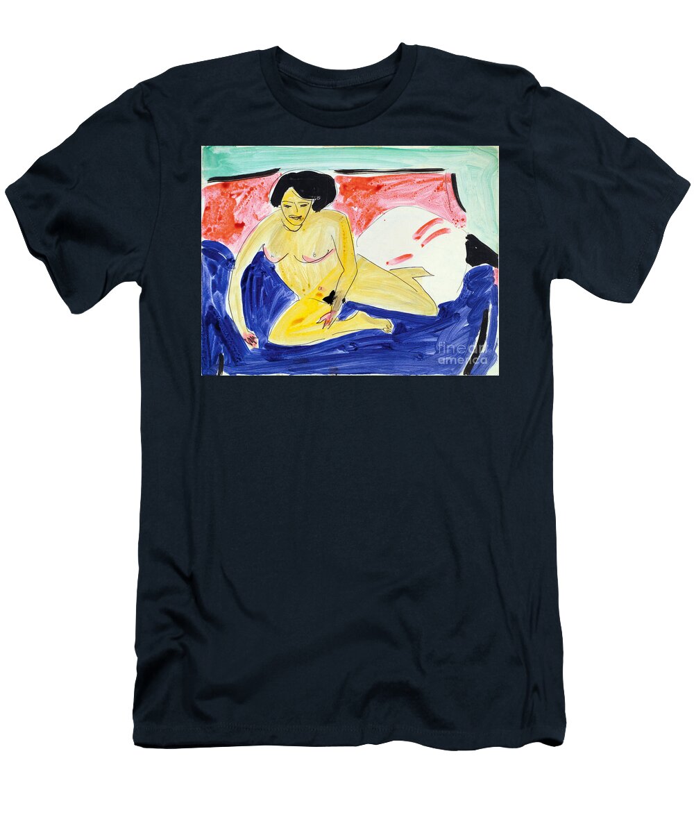 Naked Seated on a Couch Seated Nude on Divan 1909 Watercolor Ernst Ludwig Kirchner T-Shirt