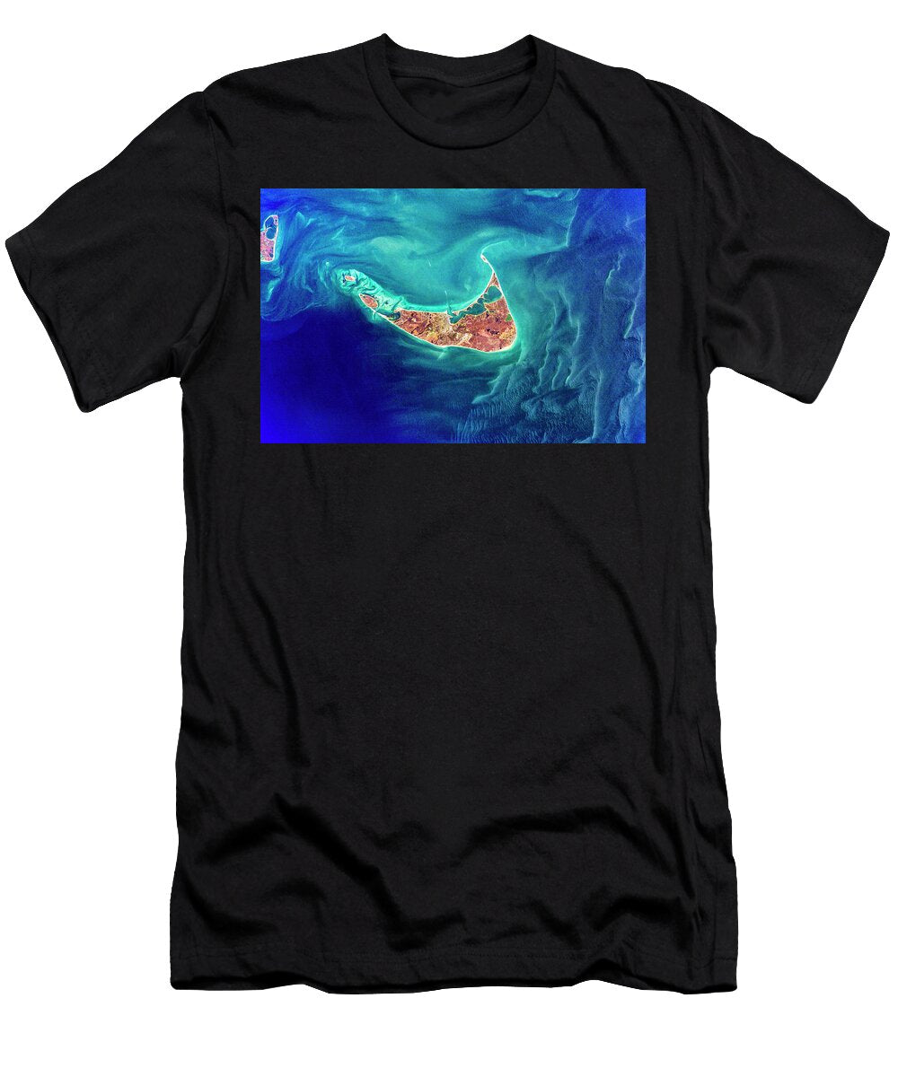 Nantucket Massachusetts Aerial Map By NASA 2002 Carol Japp T-Shirt