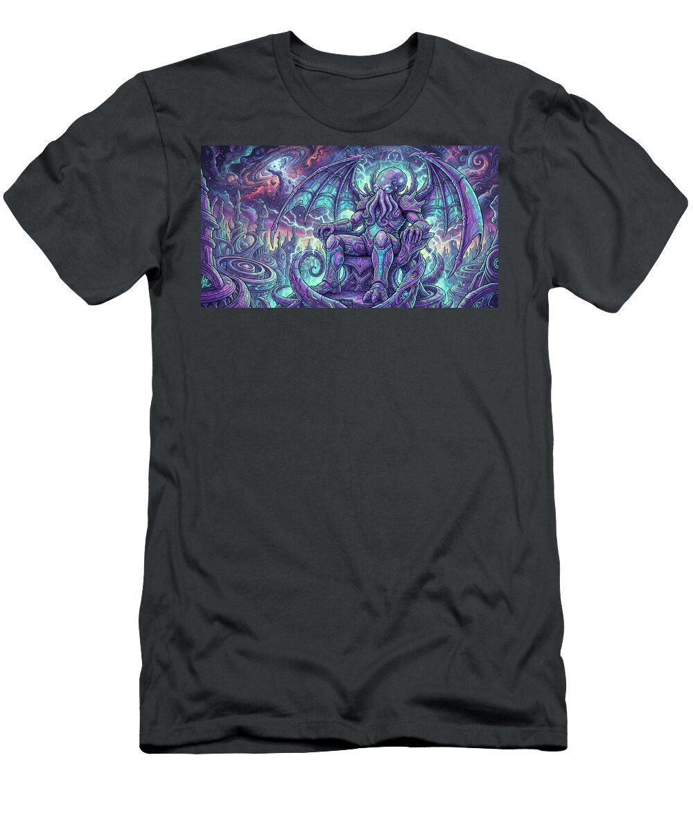 Neon Cthulhu Rules the Cosmos Alvin Barfield T-Shirt