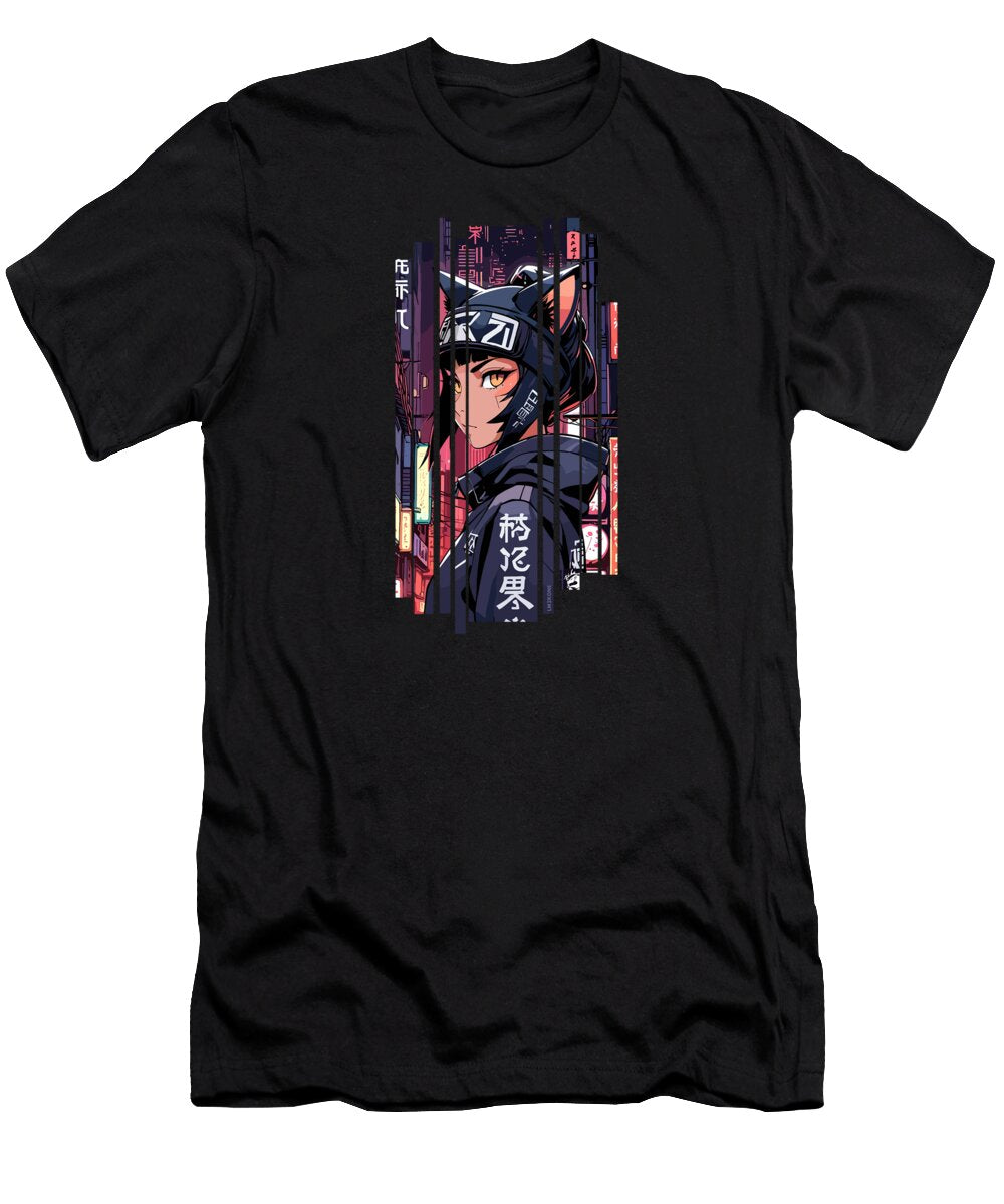 Neon Cyber Cat Lm2kone T-Shirt