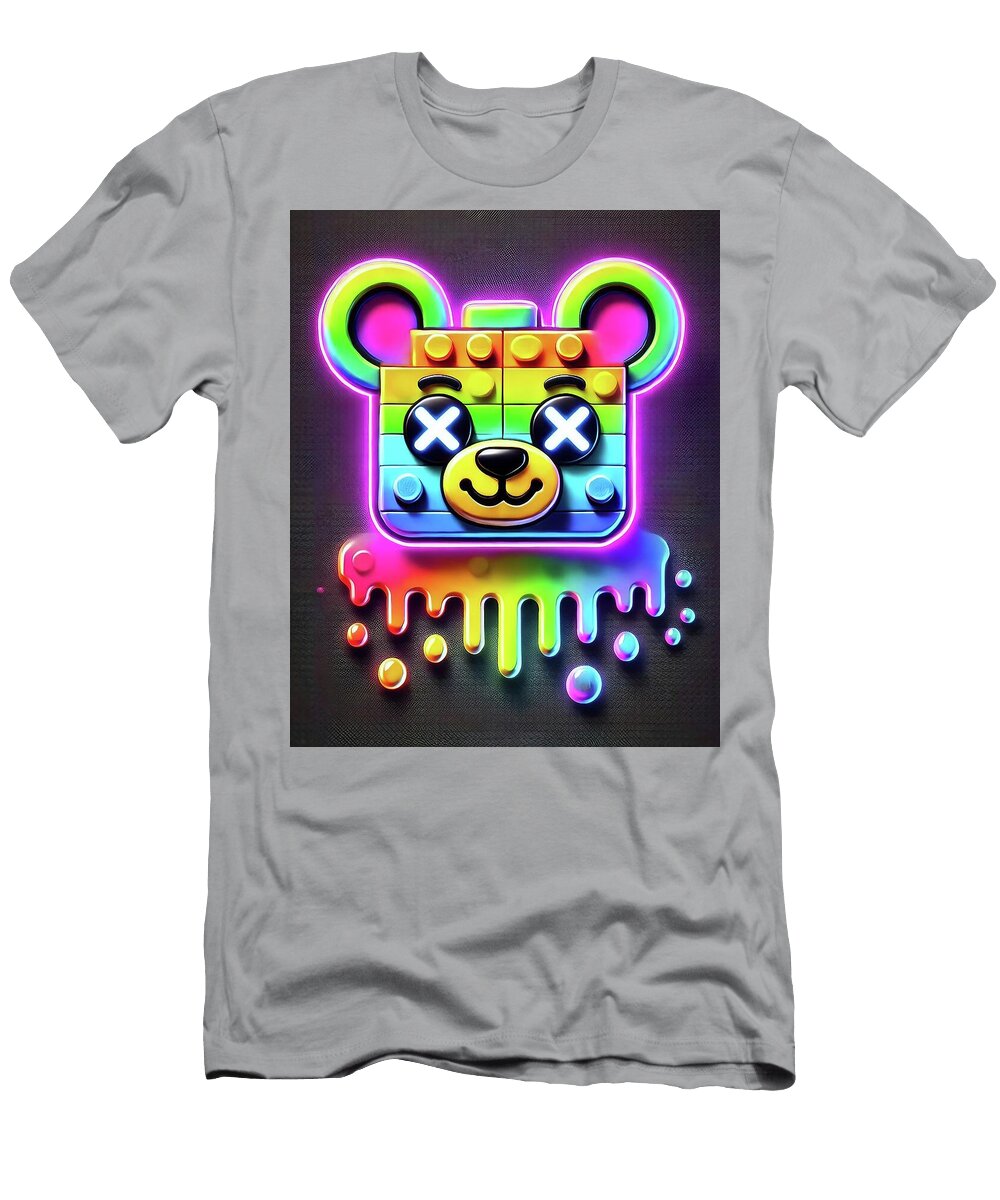 Neon Lego Bear Art By Archi T-Shirt