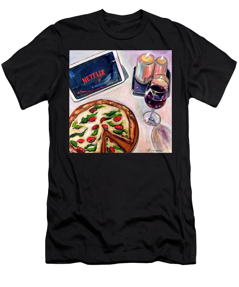 Netflix Pizza Night Setup Victoria Sukhasyan T-Shirt