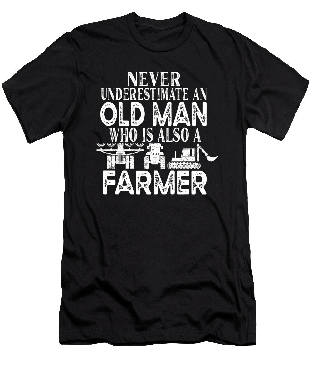 Never Underestimate an Old Man Who Is Also a Farmer Product Art Grabitees T-Shirt