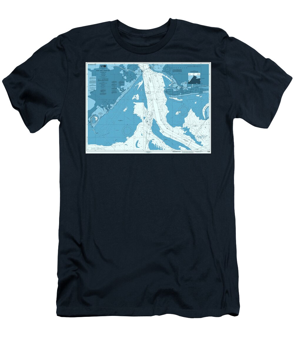 New York Lower Bay Northern Part Nautical Chart Map 2024 Ocean Blue Carol Japp T-Shirt