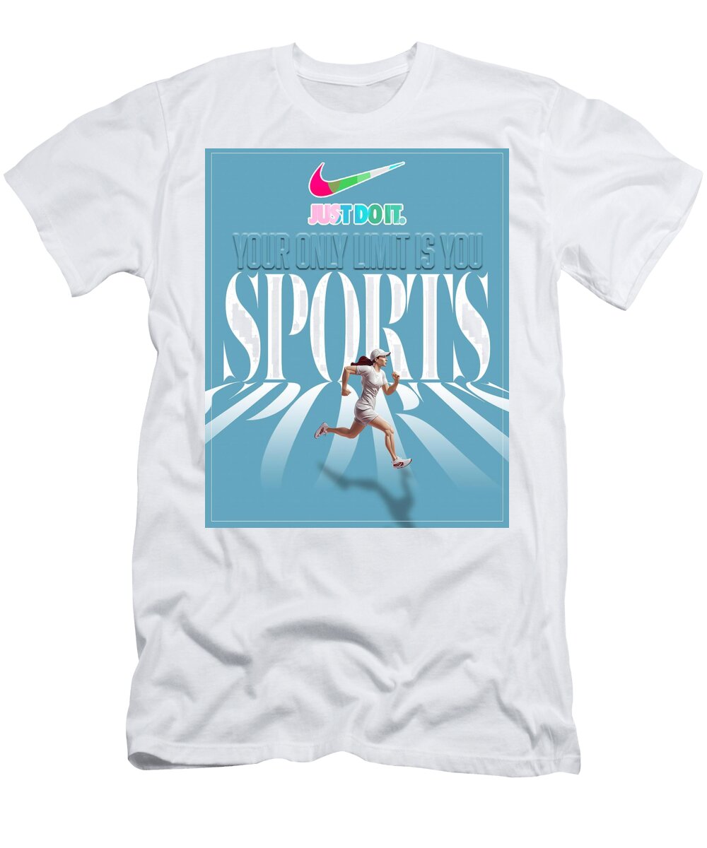Nike Sports Running Poster Kevin Walker and Pixel Reverie T-Shirt